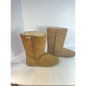 Bearpaw Eva Short Shearling Boots Hickory Womens S410W Brown Suede Winter US 9